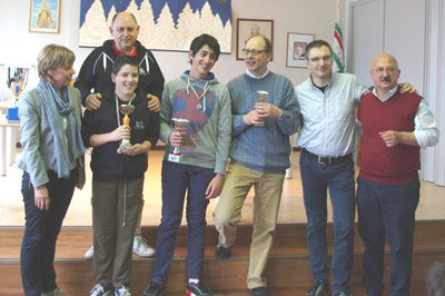 I premiati del torneo Open: Riccardo Carraro, Jacopo Gennari, Enrico Danieli